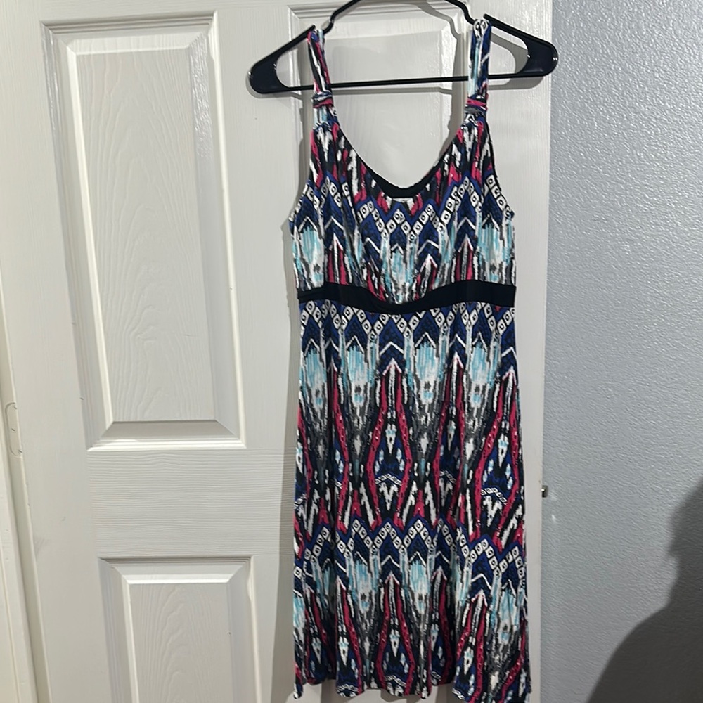 Cato Blue and Purple Sleeveless Scoop Neck Sundress